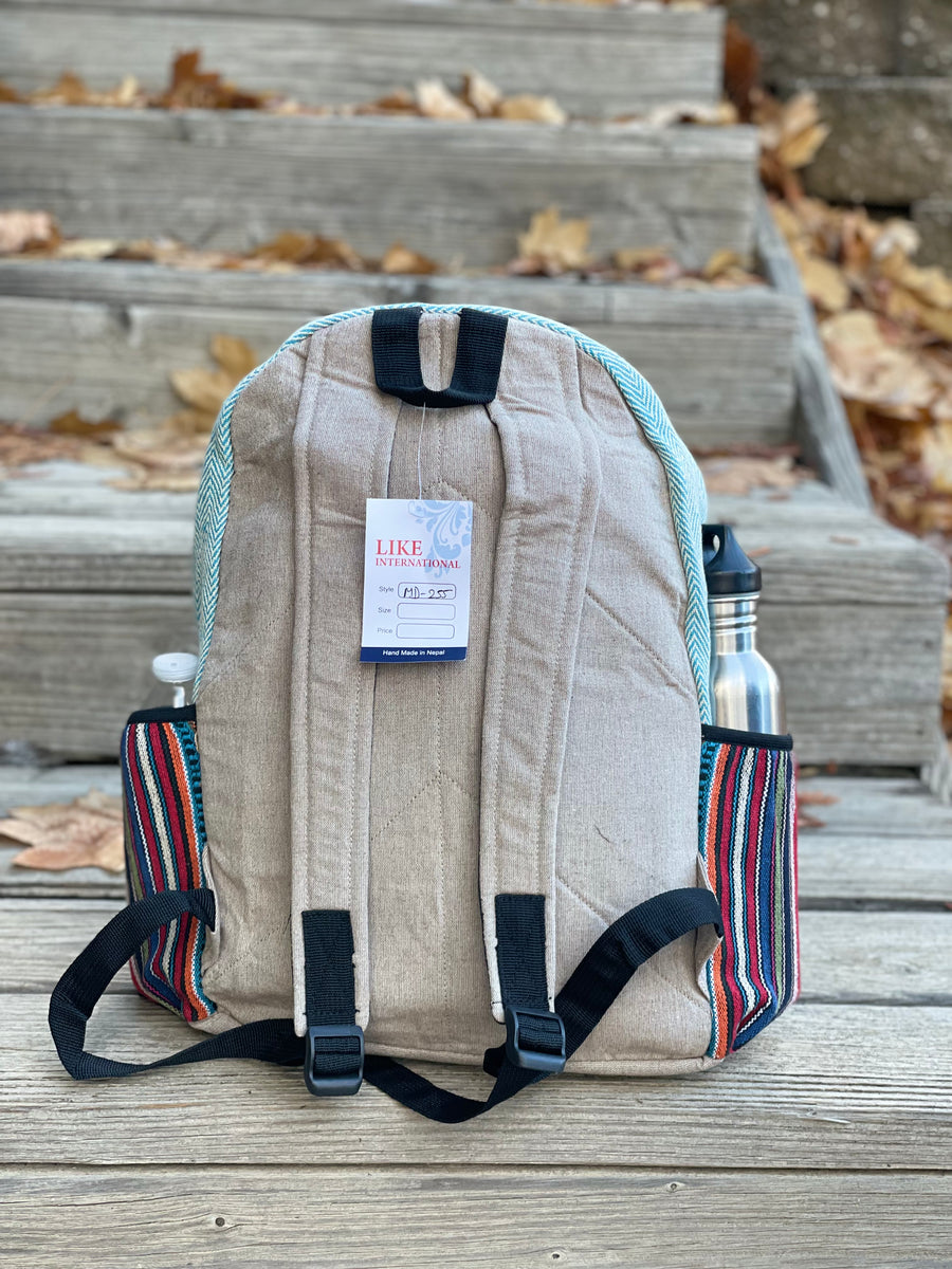 Embroidered Mushroom Patch Hemp Backpack LikeInternationalUSA Like International