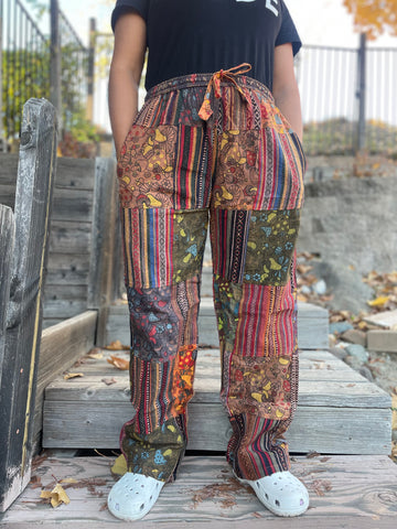 Thick Patchwork Pants Bohemian Summer Bright Comfy Men and Women Hippy Pants Hippie