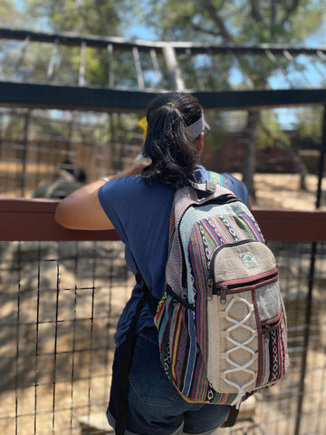 backpack hiking with laptop sleeve LARGE Himalayan Hemp Backpack with LAPTOP POCKET Nepal Fair Trade Hiking BagBackpcks