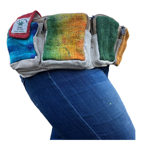 Six-Pocket Tie-Dye Design Utility Fanny Pack