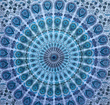 Peacock feather mandala tapestry