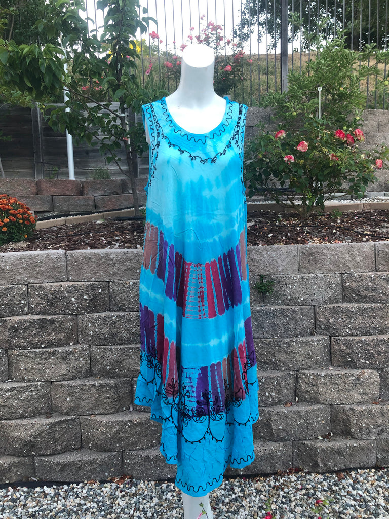 Loose Brightly Colored Casual Tie-Dye Summer Umbrella Dress – Like International