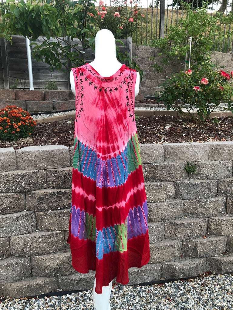 Tie Dye Summet Dreasez Loose Brightly Colored Casual Tie-Dye Summer Umbrella Dress – Like ...