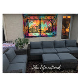Peacock feather mandala tapestry