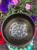 Black Base Handcarved Himalayan Singing Bowl | 3.7 inch | For Meditation, Stress Relief, Yoga, Relaxation, Sound Therapy, Chakra Balance |