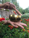 Black Base Handcarved Himalayan Singing Bowl | 3.7 inch | For Meditation, Stress Relief, Yoga, Relaxation, Sound Therapy, Chakra Balance |