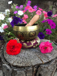 Black Base Handcarved Himalayan Singing Bowl | 3.7 inch | For Meditation, Stress Relief, Yoga, Relaxation, Sound Therapy, Chakra Balance |