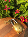 Green and Gold Brass Turtle Padlock Castle Lock Temple Lock