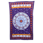 Assorted Blue Zodiac Sign Horoscope Indian Tapestry Astrology