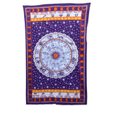 Assorted Blue Zodiac Sign Horoscope Indian Tapestry Astrology