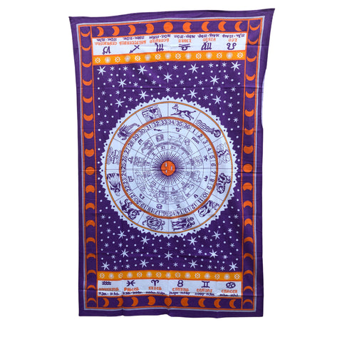 Assorted Blue Zodiac Sign Horoscope Indian Tapestry Astrology Like International