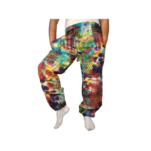 Tie Dye Patchwork Joggers Stonewash Yoga Pants