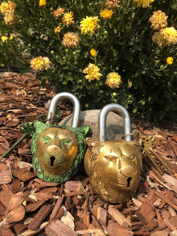 Lion Unique Brass Vintage Padlock Temple Lock