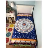 Assorted Blue Zodiac Sign Horoscope Indian Tapestry Astrology