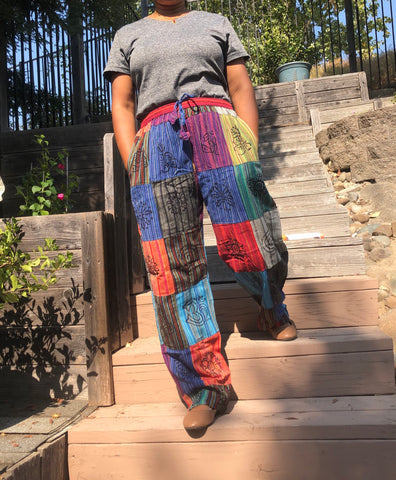Comfy Cute Boho Style Patchwork Pants Bright