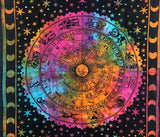Assorted Blue Zodiac Sign Horoscope Indian Tapestry Astrology
