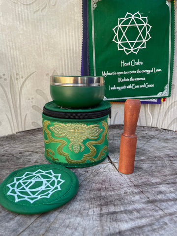 Green Heart Chakra Singing Bowl High Vibrational Handmade Tibetan Bowl