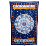 Assorted Blue Zodiac Sign Horoscope Indian Tapestry Astrology