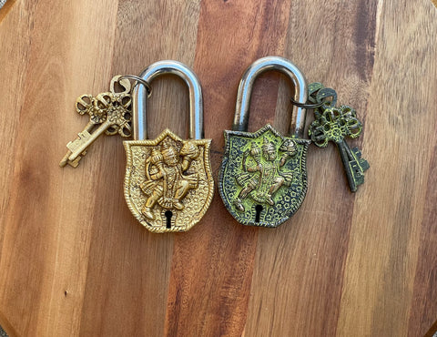 Beautiful Brass Hanuman Lock Antique/Vintage Looking Padlock