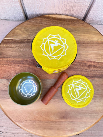 Solar Plexus Yellow Chakra Bowl Singing Bowl With Mallet and Case