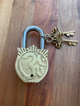 Brass small Lord Hanuman AntiqueVintage Looking Padlock
