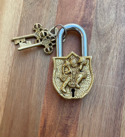 Brass small Lord Hanuman AntiqueVintage Looking Padlock