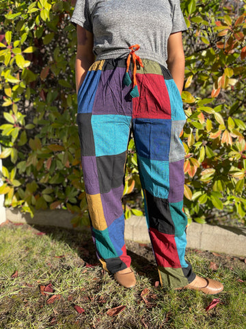 Boho Colorblock Patchwork Pants Cargo Joggers